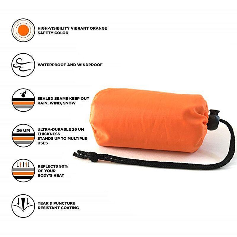Sirius Survival Bivvy Emergency Sleeping Bag - Lightweight & Compact - Orange