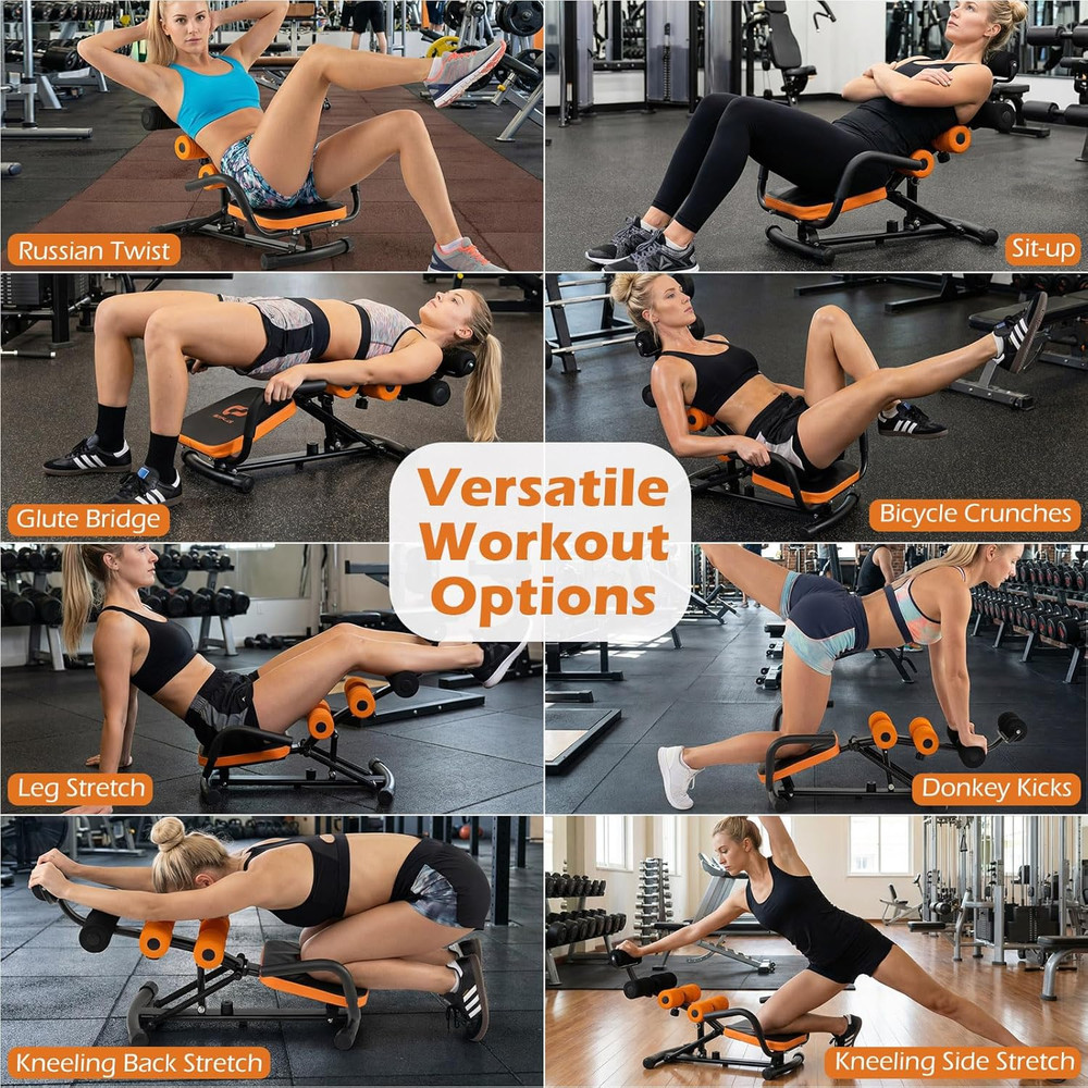 Ab Machine, Core Abdominal Trainer W/ 3-Position Adjustable Backrest, Foam Suppo