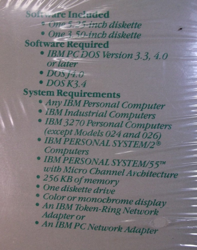IBM LOCAL AREA NETWORK SUPPORT PROGRAM FACTORY SEALED