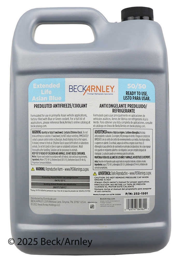 Engine Coolant / Antifreeze Beck/Arnley 252-1501