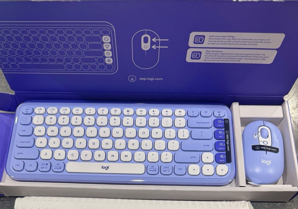 Logitech POP ICON Combo, Bluetooth Keyboard and Mouse Combo - Lilac