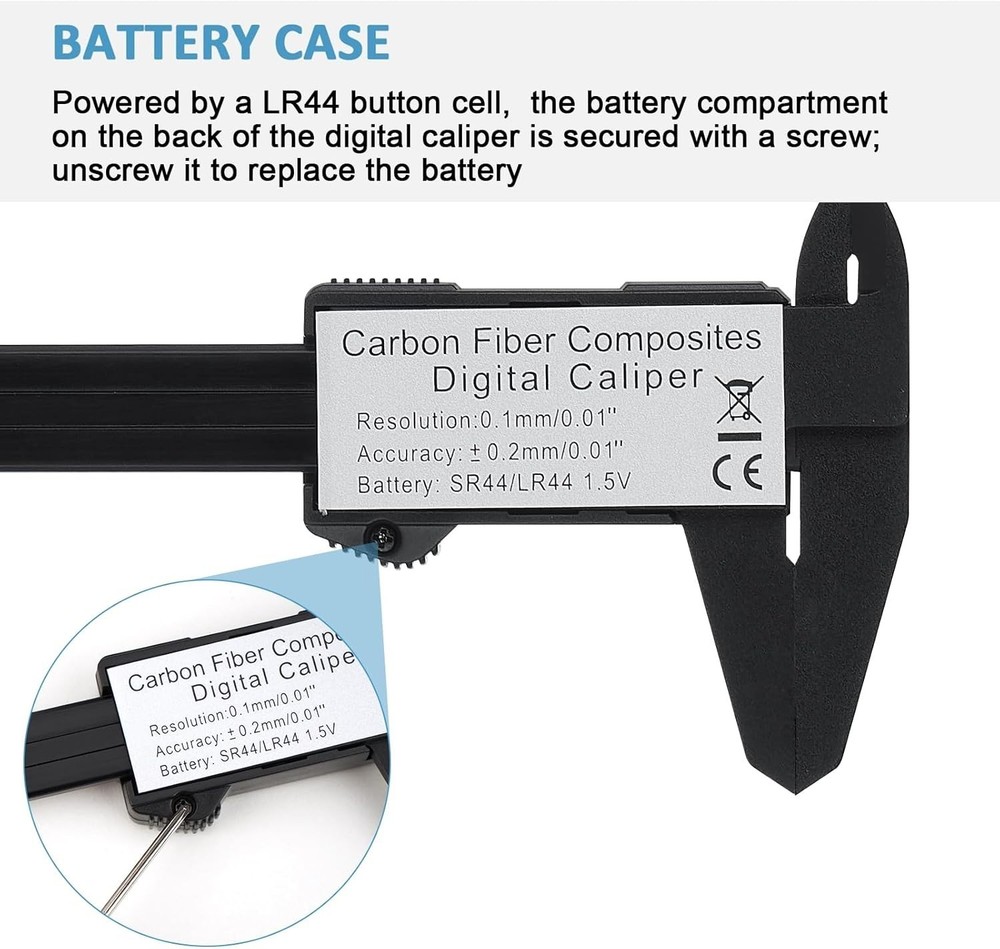 Precision Electronic Micrometer Caliper 0-6” with Inch & Metric Conversion