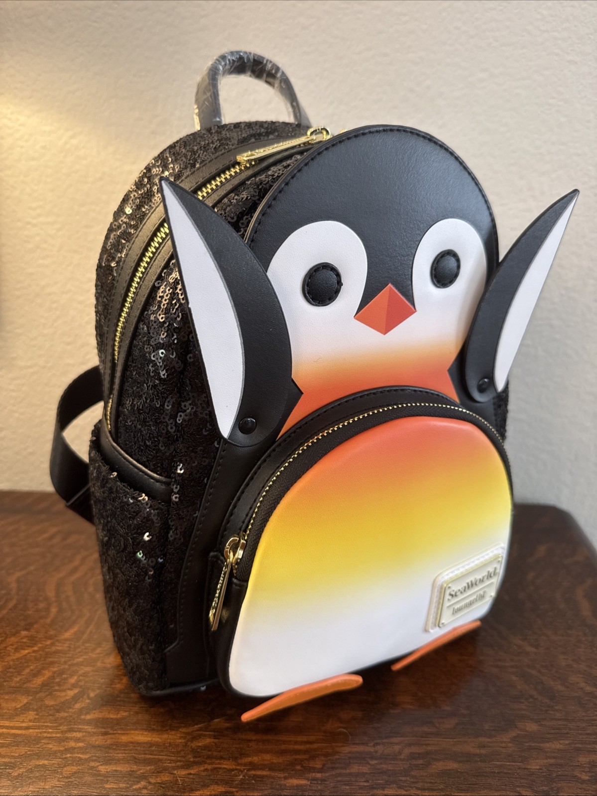 Loungefly SeaWorld Parks Exclusive Sequin Penguin Mini Backpack *Rare* NWT
