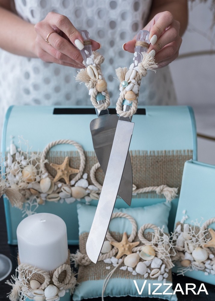 Cake server set Beach wedding Personalized Cake cutting set Rustic wedding