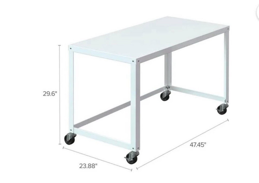 CB2 Rolling Metal Utility Table with Locking Casters White Finish  ASSEMBLED