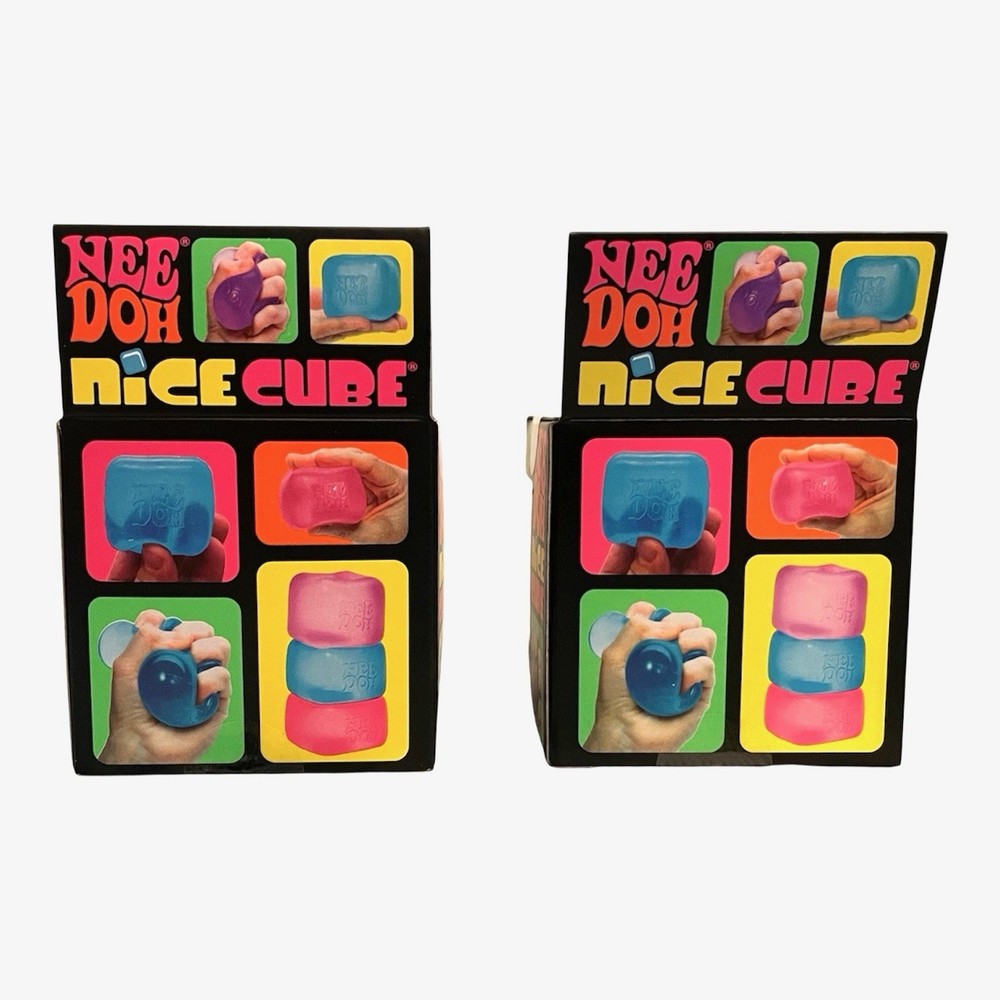 Nee Doh Nice Cube Super Solid Squish. Set of 2- Pink & Blue