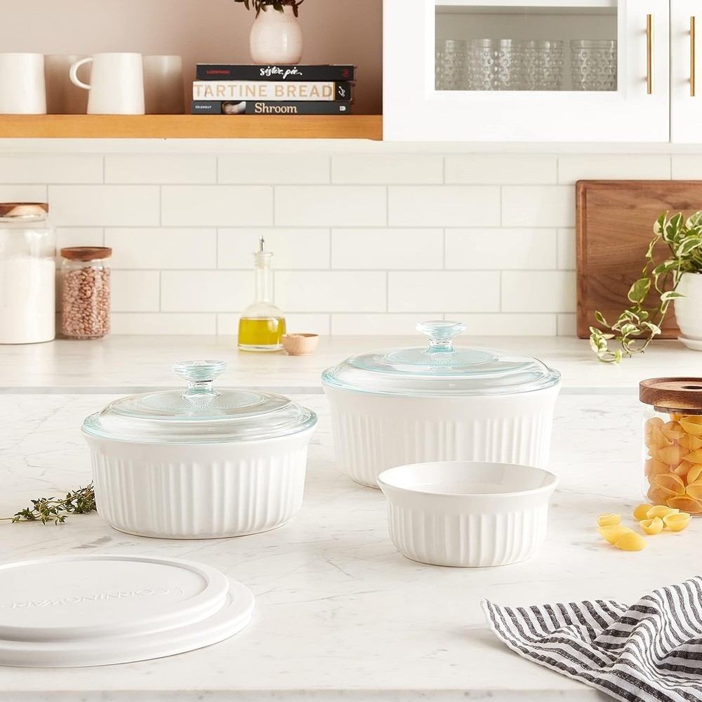 Versatile 7-Piece Ceramic Bakeware Set - French White