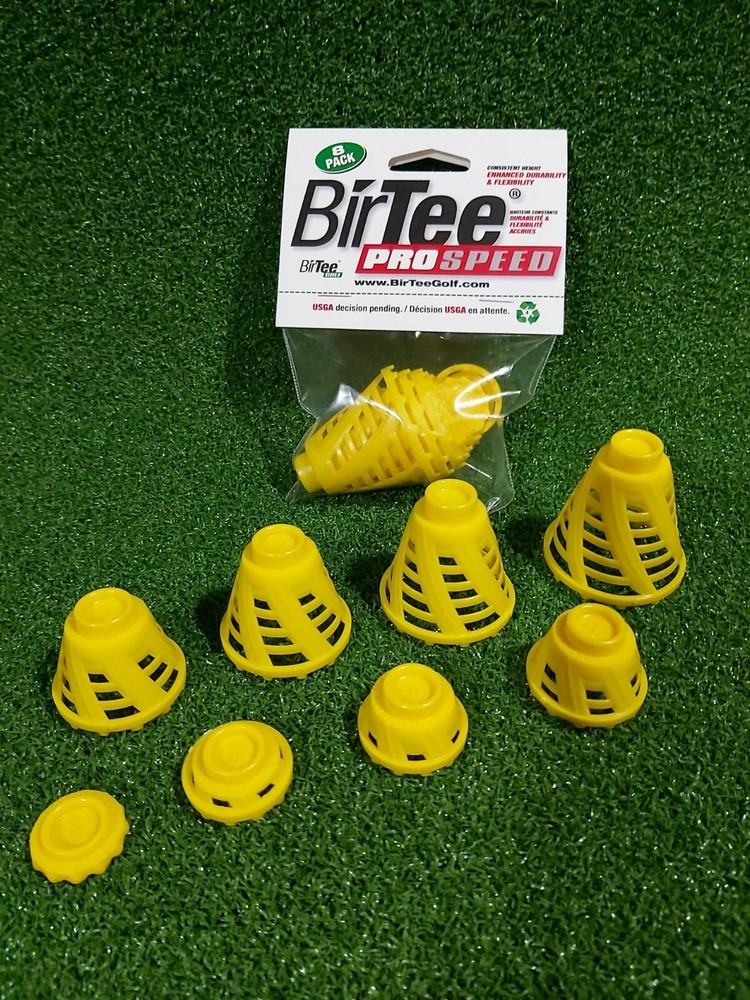 BirTee Pro Speed Winter / Mat / Simulator Golf Tees - 8 Pack (Yellow)