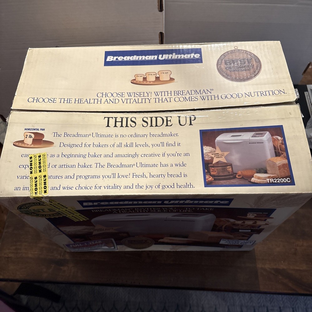 Breadman Ultimate Bread Machine Maker NEW TR2200C Open Box Never Used.