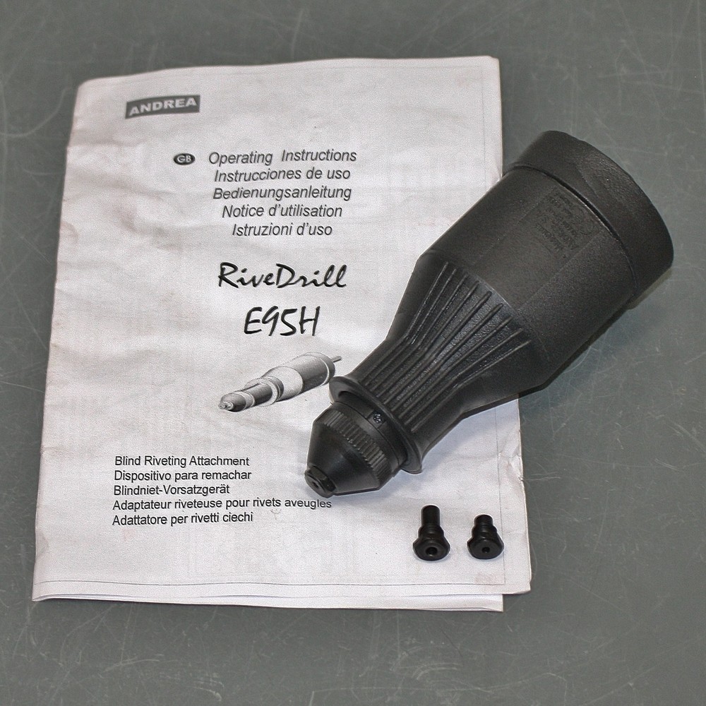 RiveDrill E95H Blind Rivet Installation Tool RT110, 8 mm Shank, Black