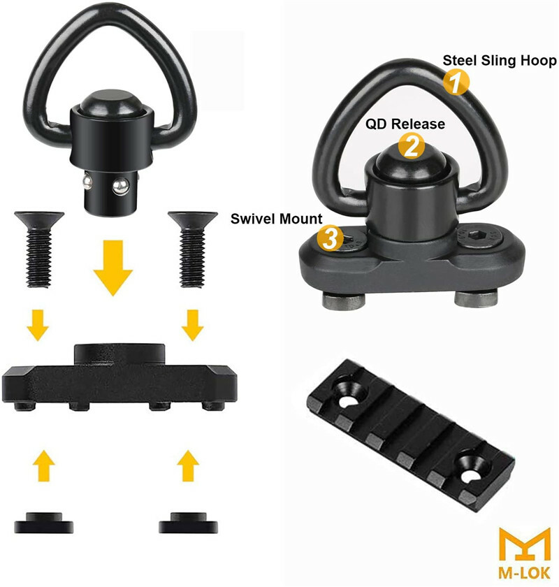 2Pack M-LOK MLOK Quick Release Sling Mount Push Button QD Sling Swivel Adaptor