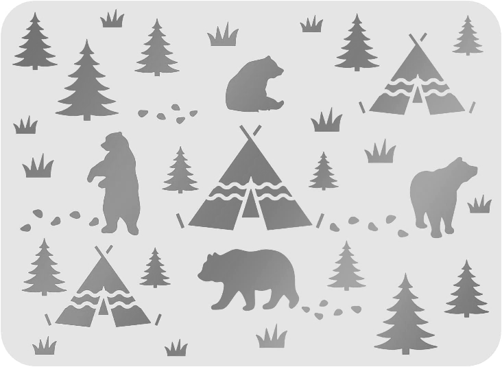 7.5"x10" Clear Plastic Stencil - Native Bear (RO115)*****