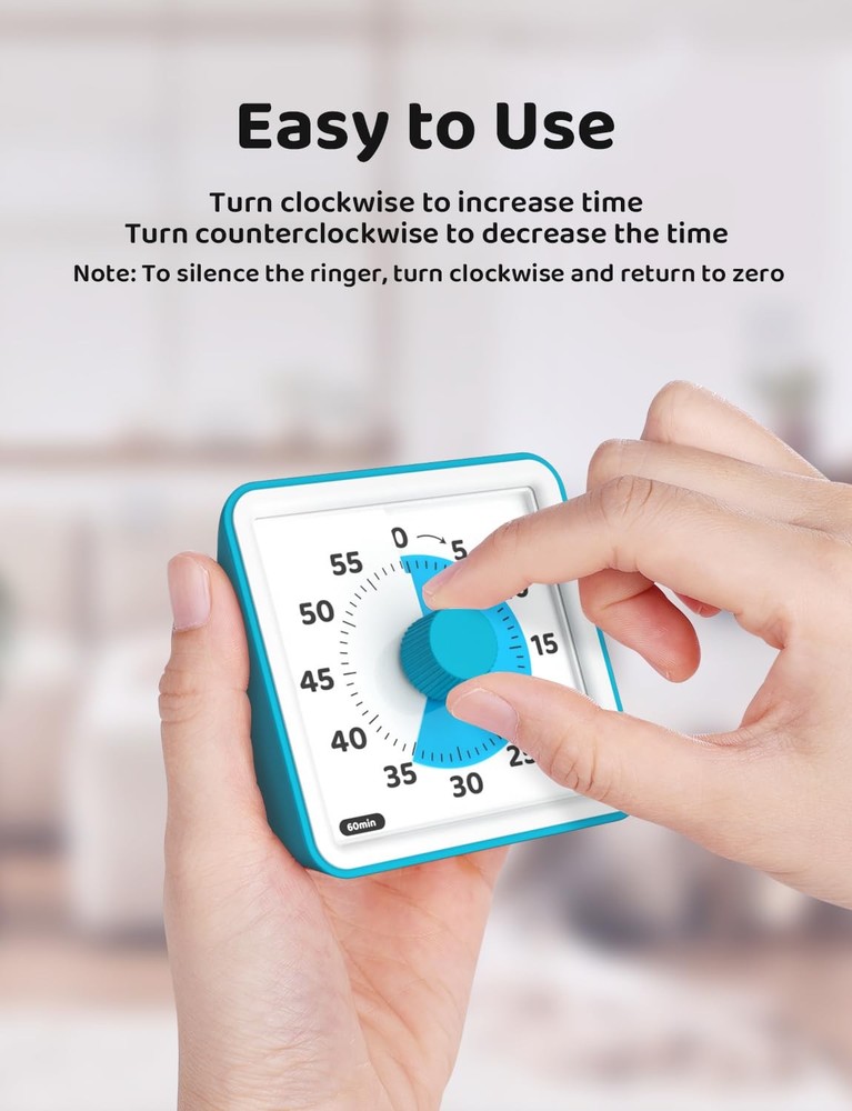 Visual Timer for Kids, 60-Minute Countdown Timers for Classroom Office Kitche...