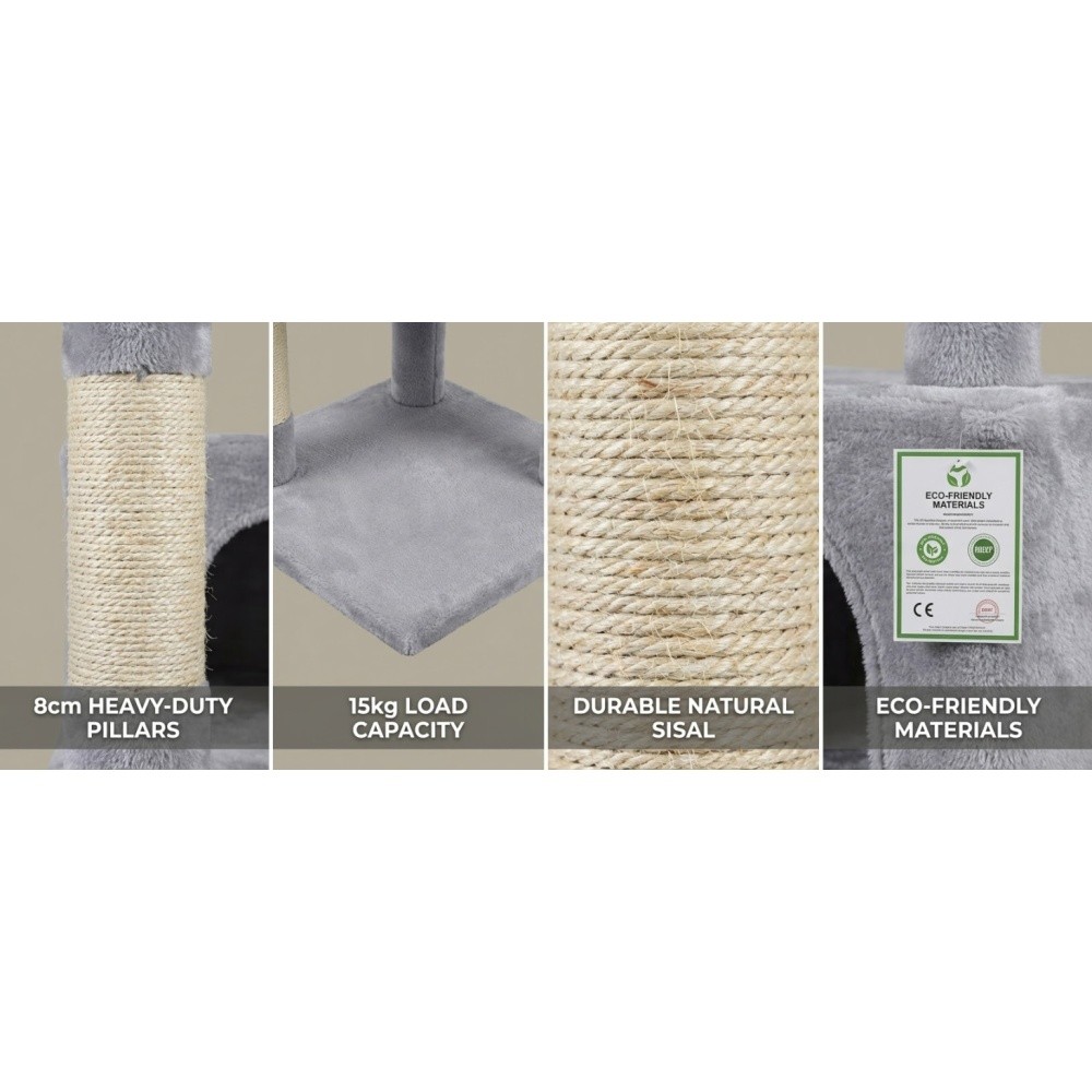 71in Tall Multi Level Cat Tree Plush Cat with Sisal Scratching Posts Hammock