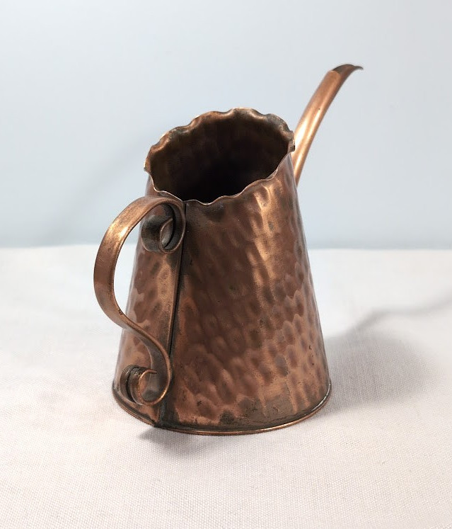 Vintage Gregorian Hand Hammered Solid Copper Watering Can Pitcher Garden Decor