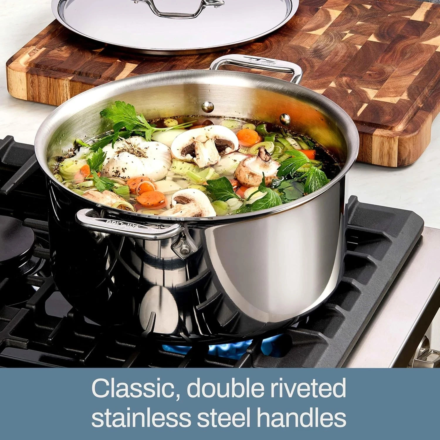 All-Clad 4508 D3 18/10 Stainless 3-ply Bonded Cookware, 8 Qt Stockpot with Lid