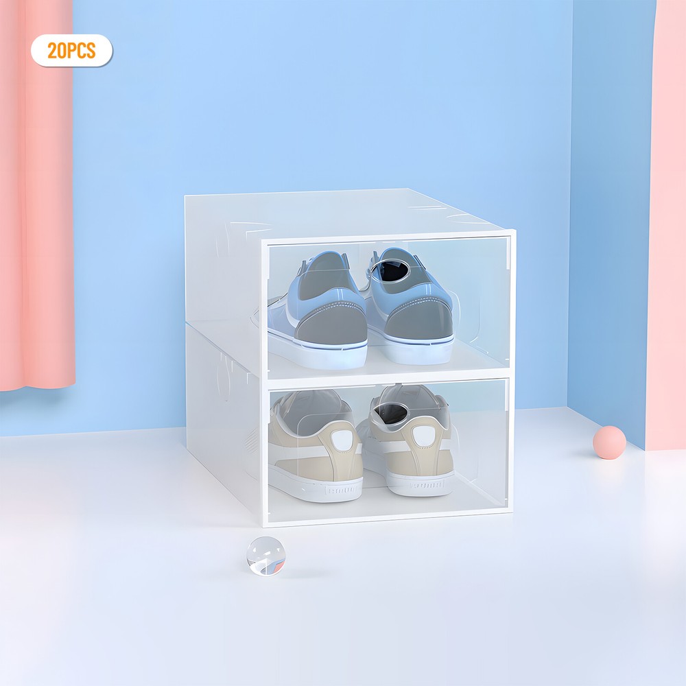 Stackable Shoe Storage Box Durable Plastic Sneaker Display Case Organizer 20pcs