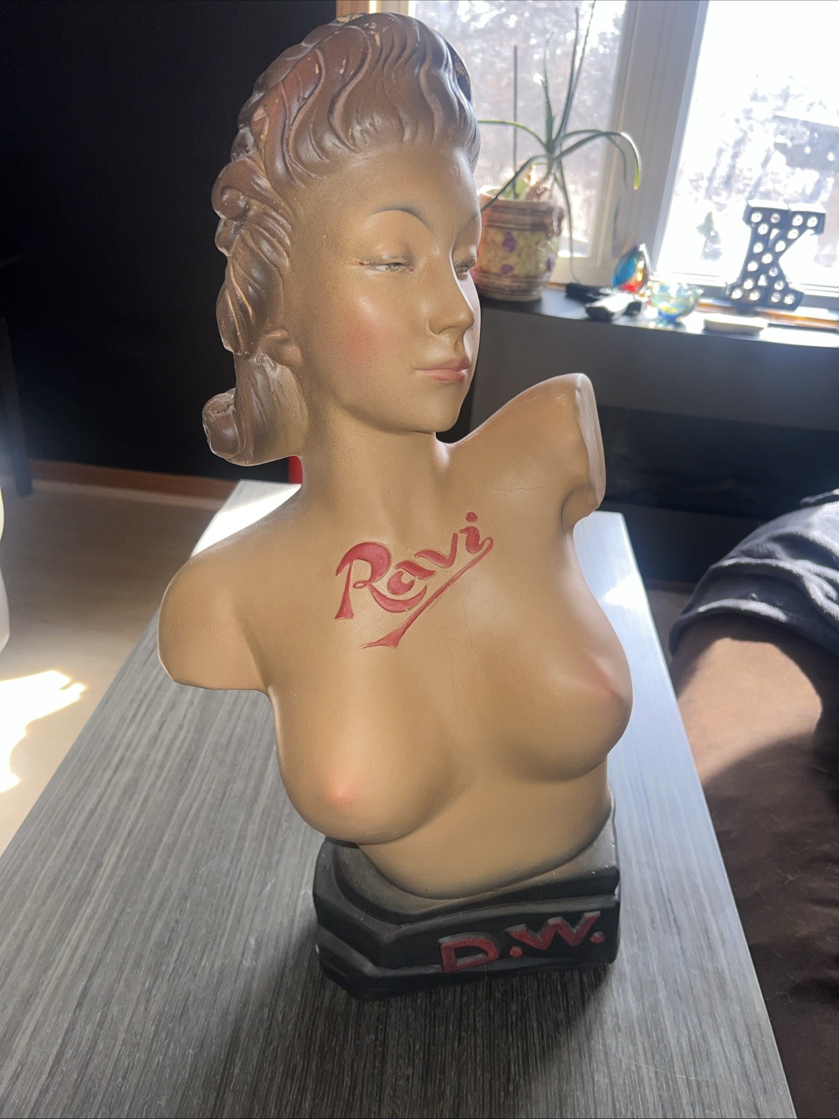 RARE D.W RAVI Woman Nude Bust Head LINGERIE Mannequin Plaster NICE BEAUTY