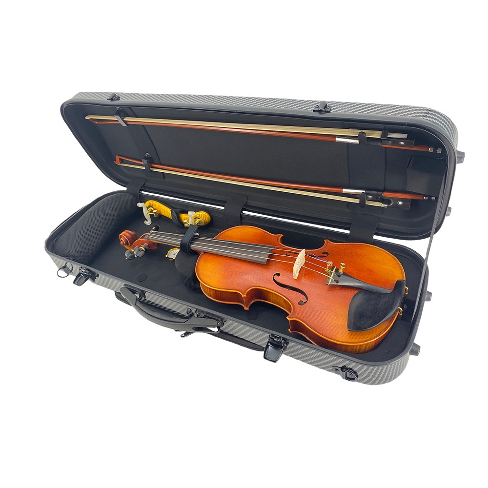 4/4 Carbon Fiber Violin Case Thick Padding Adjustable Backstrap Bow Holder Light