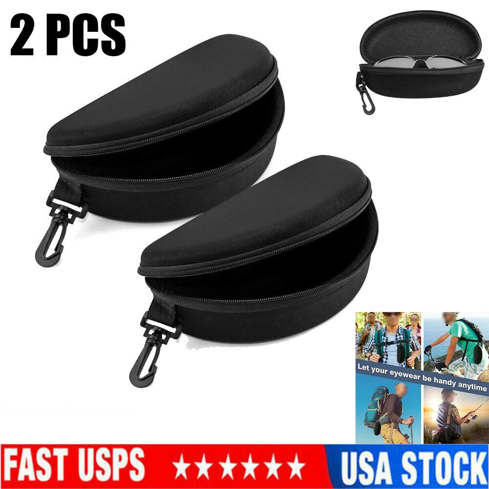 2-Pack Eye Glasses Case Box Sunglasses Protector Hard Zipper Belt Clip Portable~