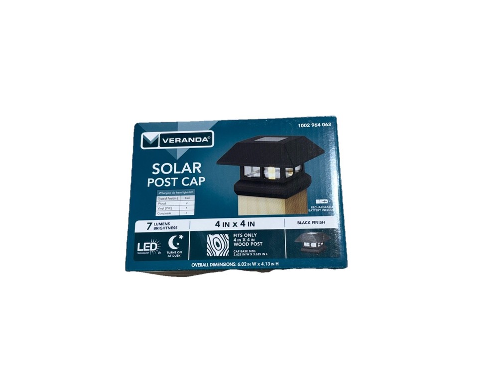 Veranda Solar Powered Post Cap Light Black