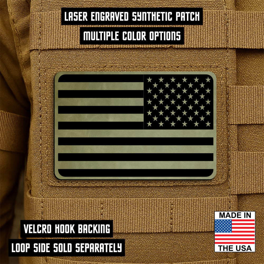 Reversed American Flag Morale Patch, 2" X 3" Hook & Loop Plate Carrier Patch