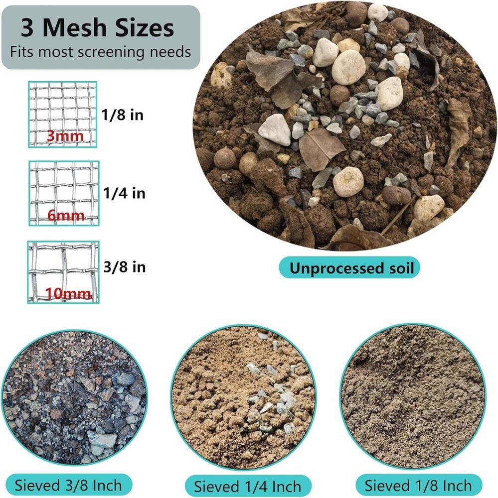 Galvanized Garden Sifters - 3 Pack for Efficient Composting