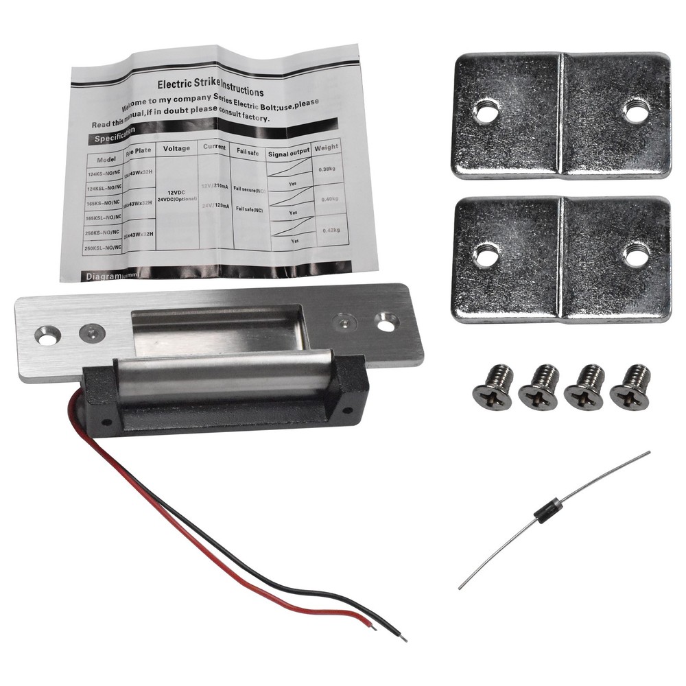 12VDC Fail-Secure/Fail-Safe Adjustable Electric Door Strike Lock - Black