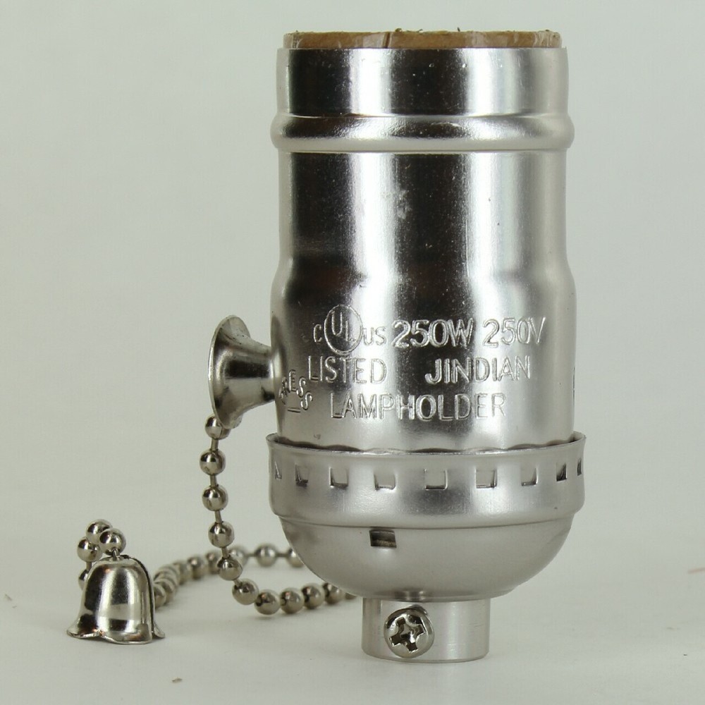 On-Off Pullchain Switch Nickel Plated E-26 Base Lamp Socket 1/8ips Cap 30774J