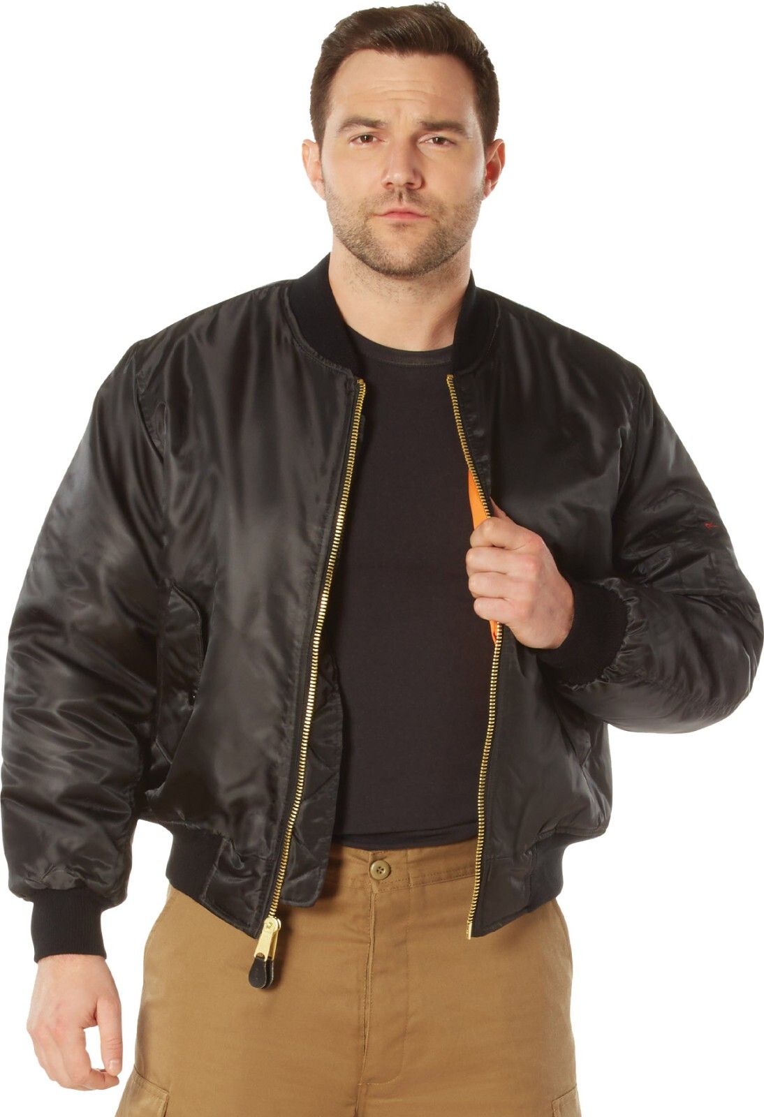 MA-1 Flight Jacket Military Bomber Coat Reversible Orange MA1 Army Air Force