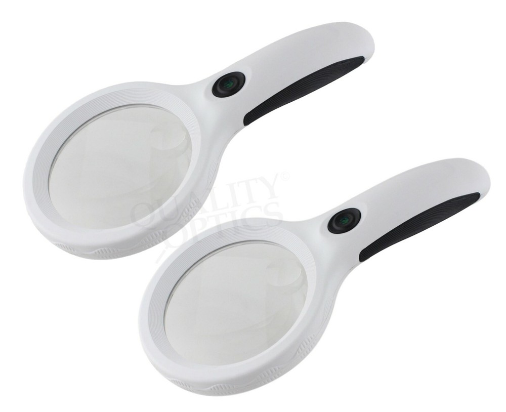 Quality Optics® Easy Grip Illuminated Hand Magnifier 4X/6X Dual function 2-pack