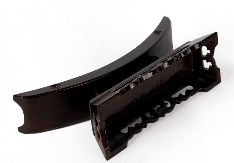 Solid Ebony Wood Samurai Sword Knife Dagger Blade Gun Holder Display Rack