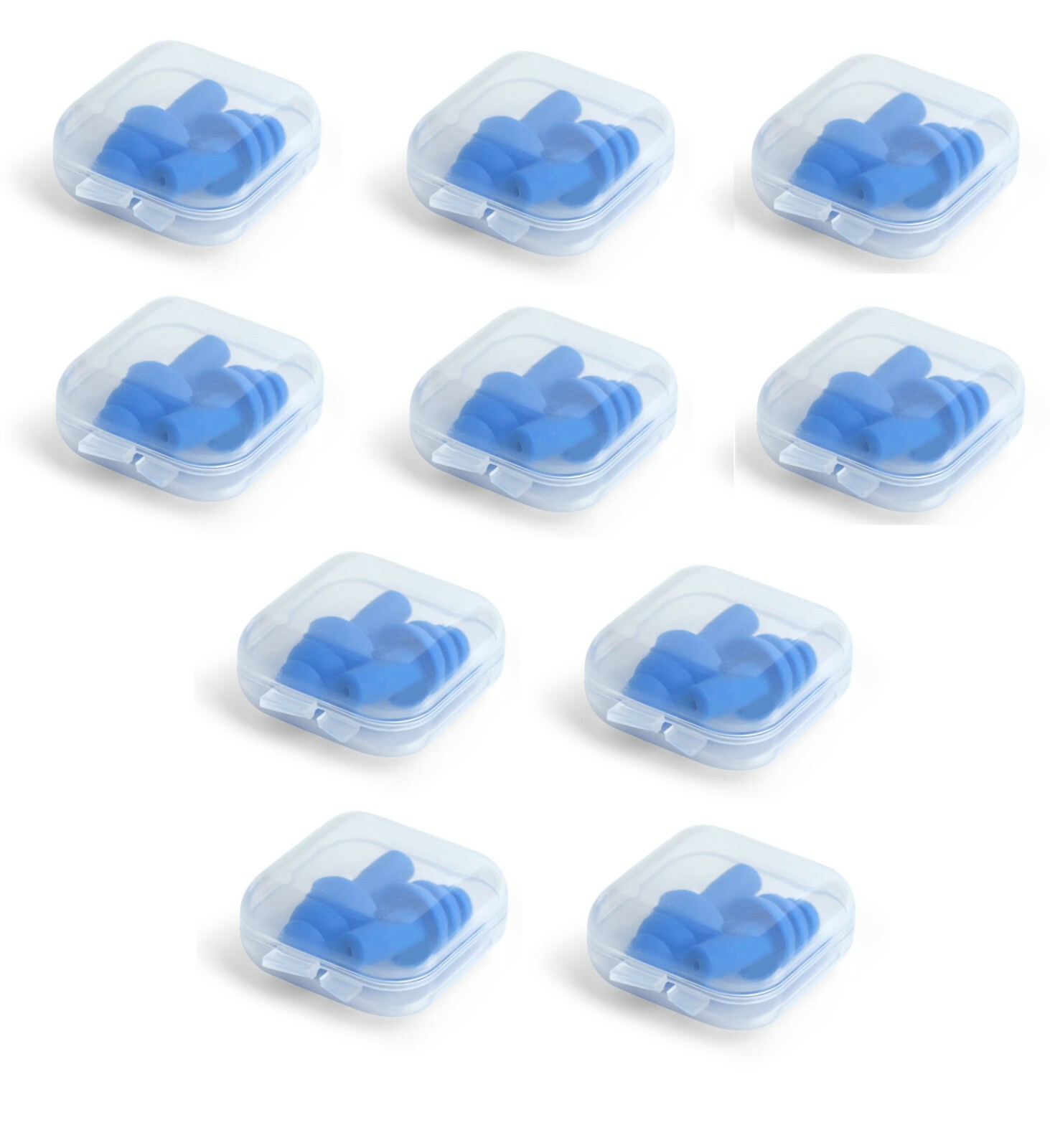 10 Pair Silicone Ear Plugs in Plastic Cases NRR 28dB Soft Reusable Waterproof