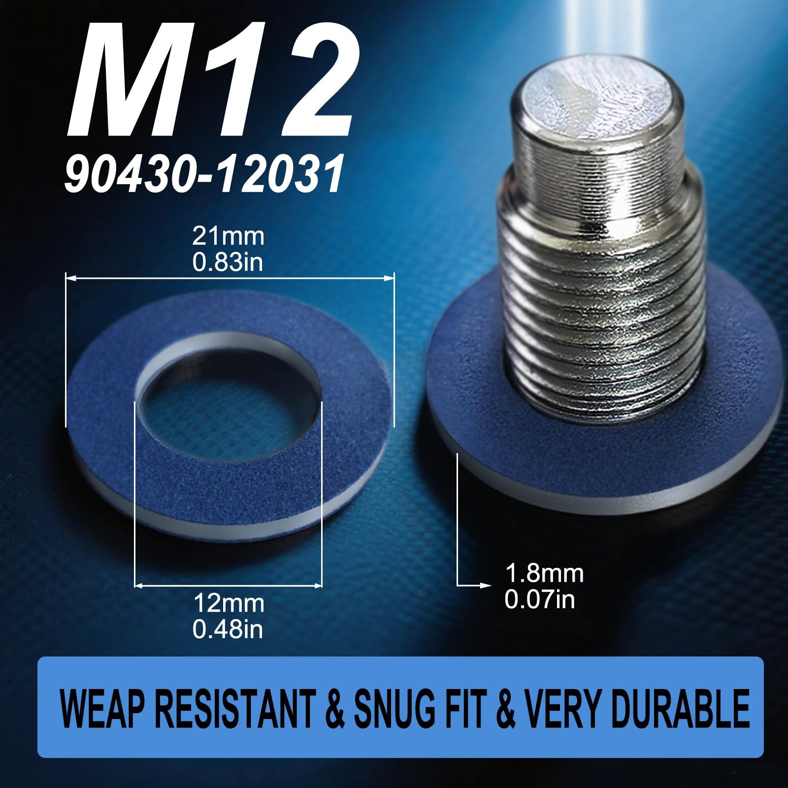 24PCS Oil Drain Plug Gasket Washer, M12 Aluminum Crush Washer for Oil Pan Dra...