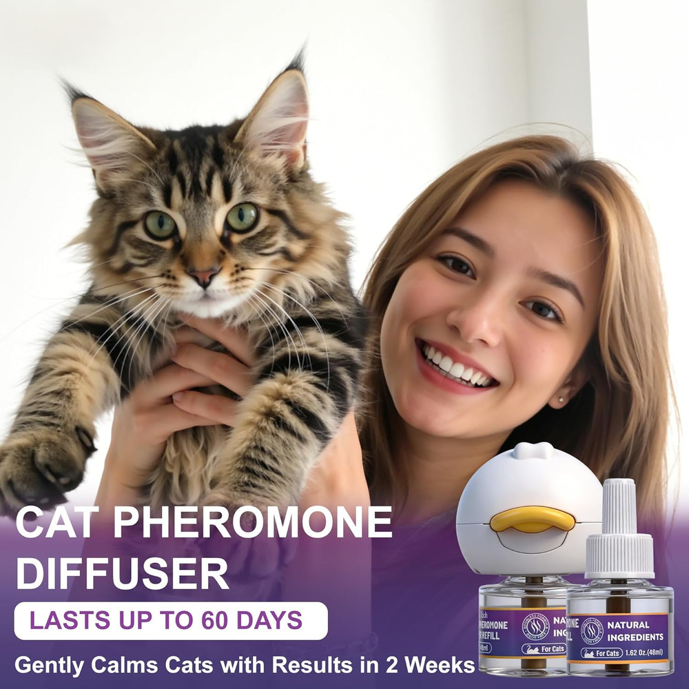Cat Calming Pheromone Diffuser, Cat Anxiety Relief Diffuser Plug in Calmer with