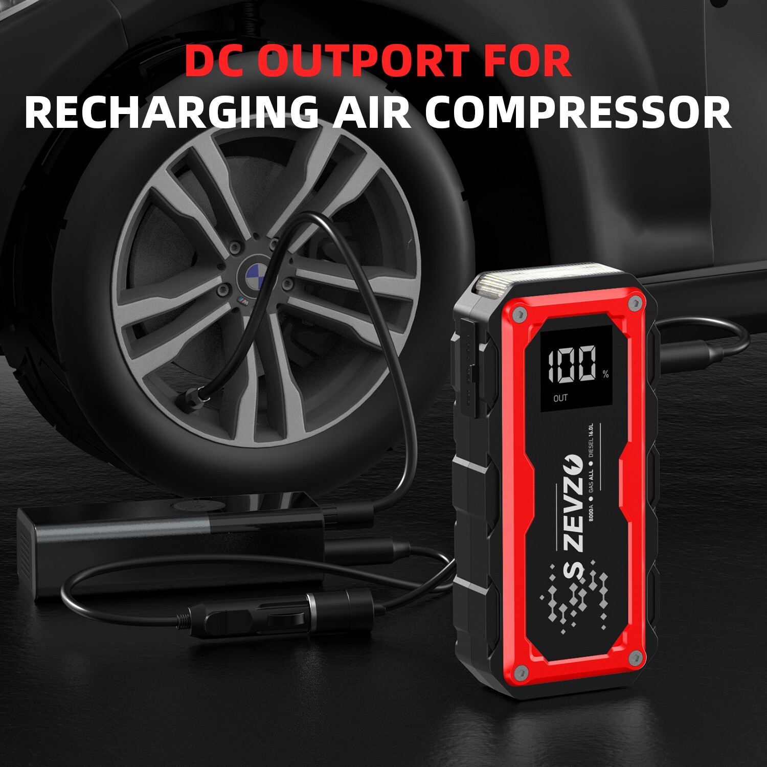 8000A Jump Starter Portable 12V Car Battery Booster Power Bank Pack Charger