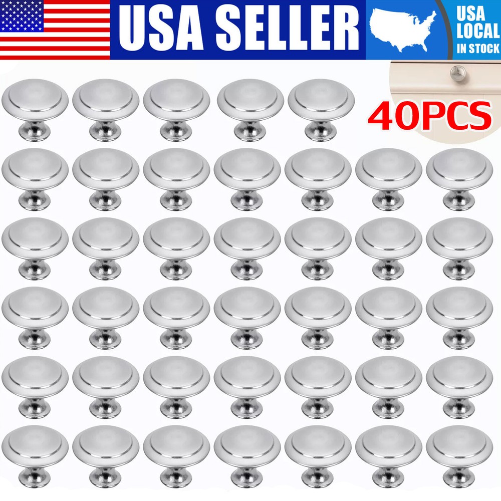 40 Pcs Door Knobs Hardware Cabinet Handles Cupboard Drawer Kitchen Pulls w/Screw
