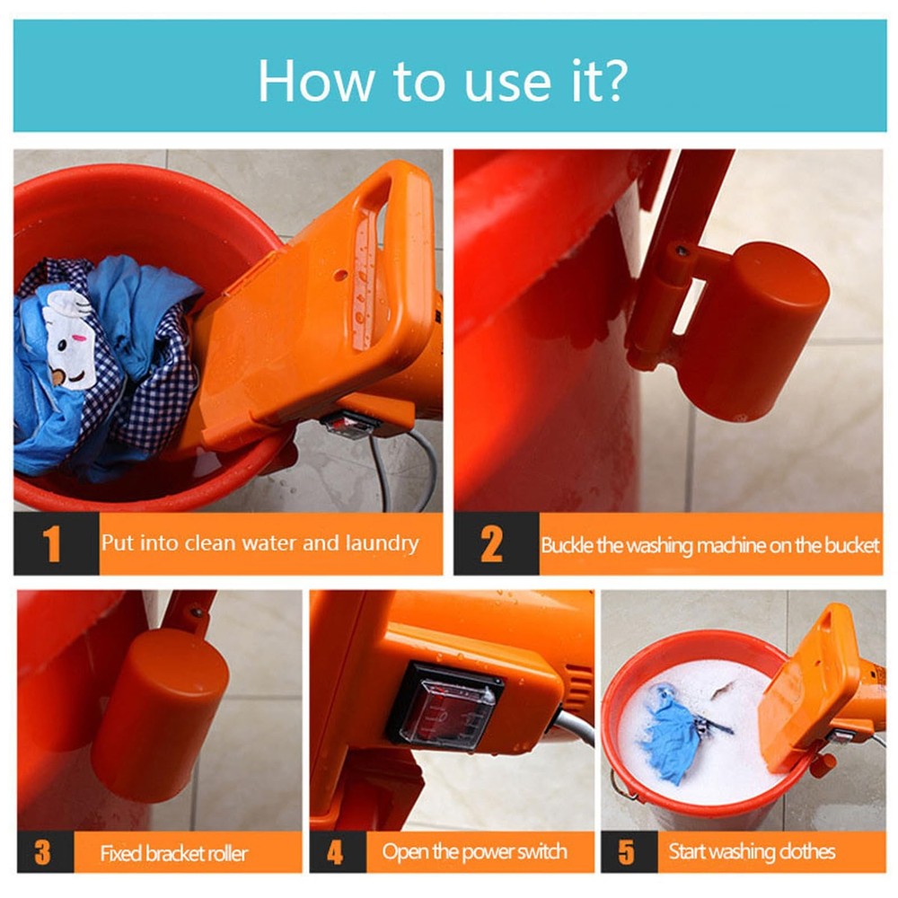 Portable Mini Washing Machine, Bucket Mounted Washing Machine, Compact Semi A...