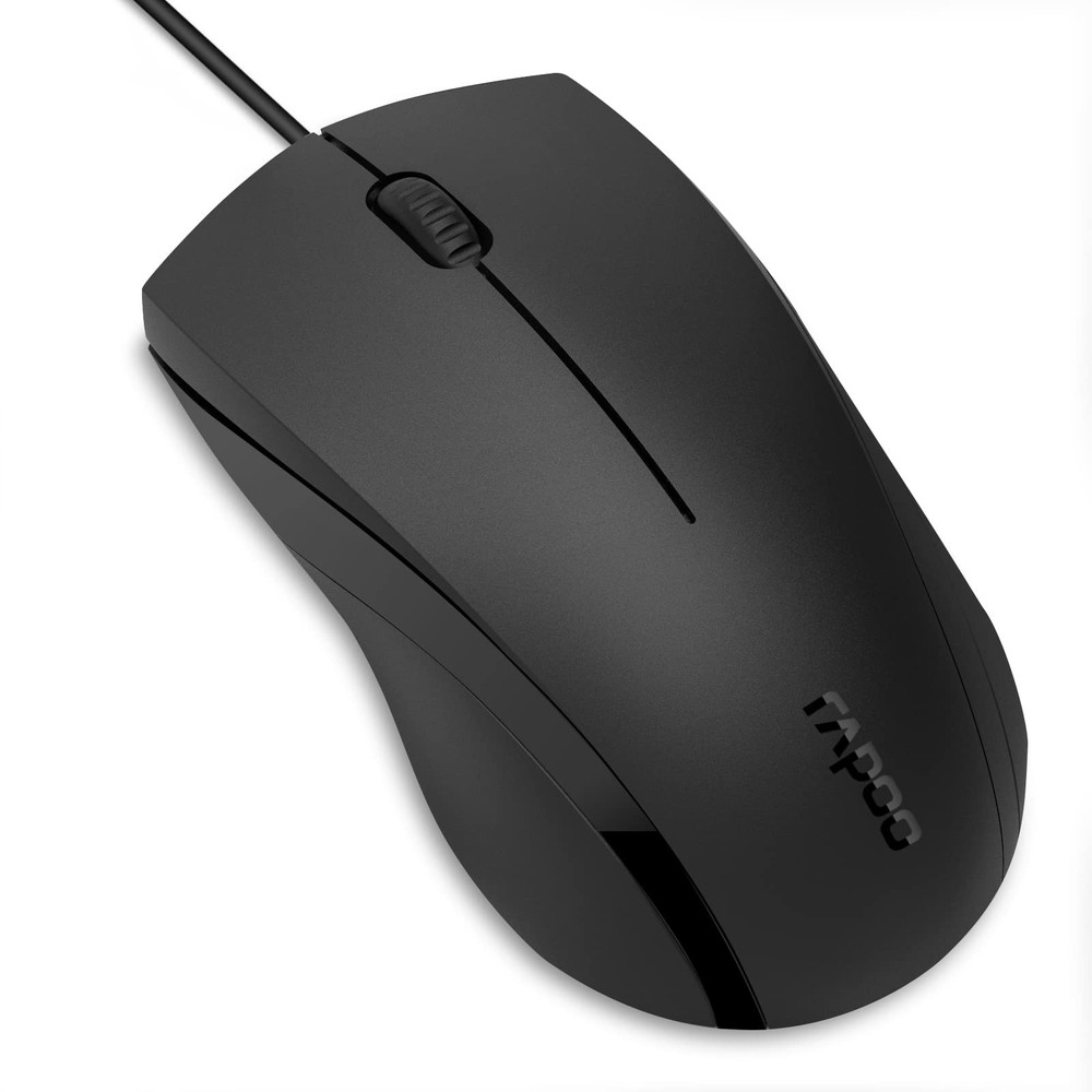 Silent Wired Mouse 1000 DPI 5ft Cord Quiet Button Optical Matte Black