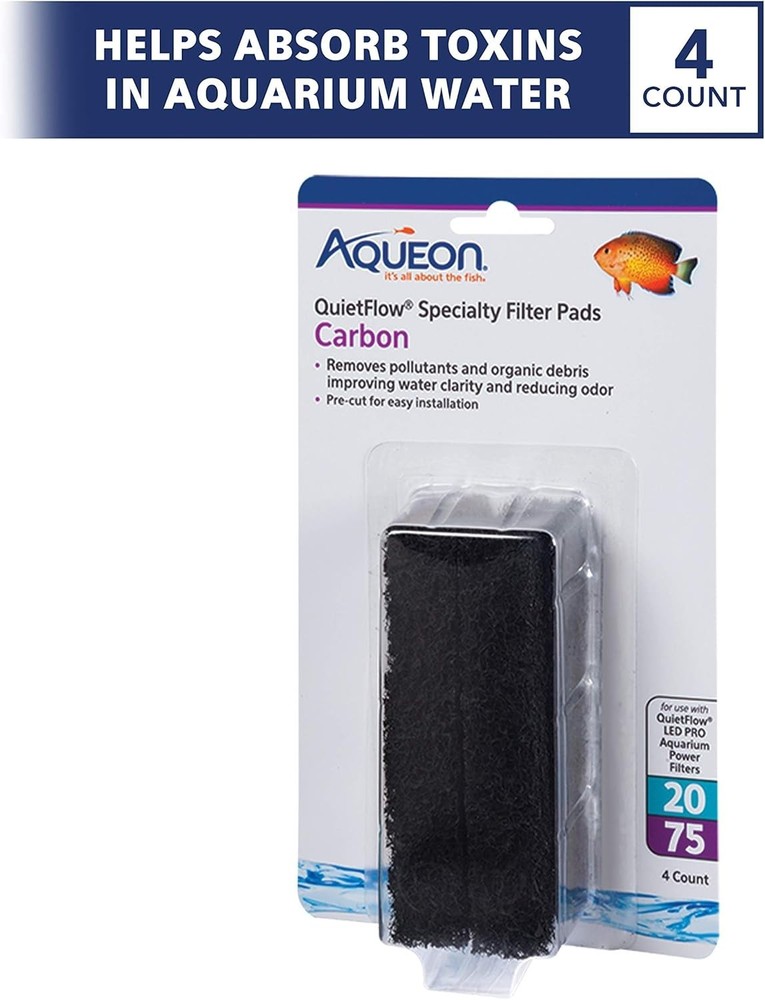 Replacement Carbon Specialty Filter Pads for QuietFlow LED PRO Filters - 4 Count