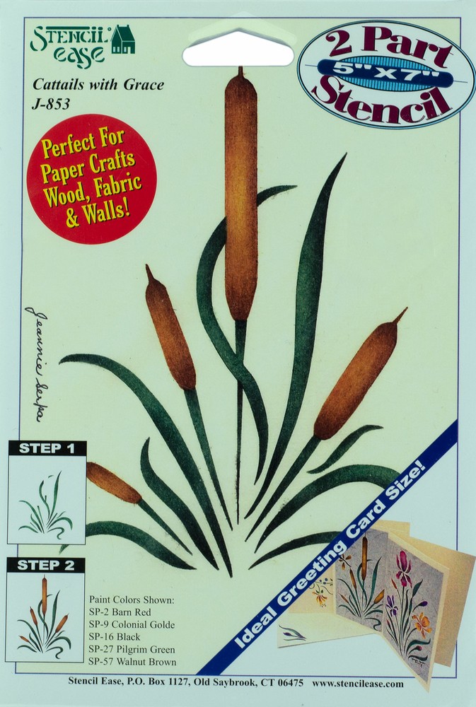 Stencil Ease 2 Part Decorative Stencil 5" x 7" Cattails with Grace Design