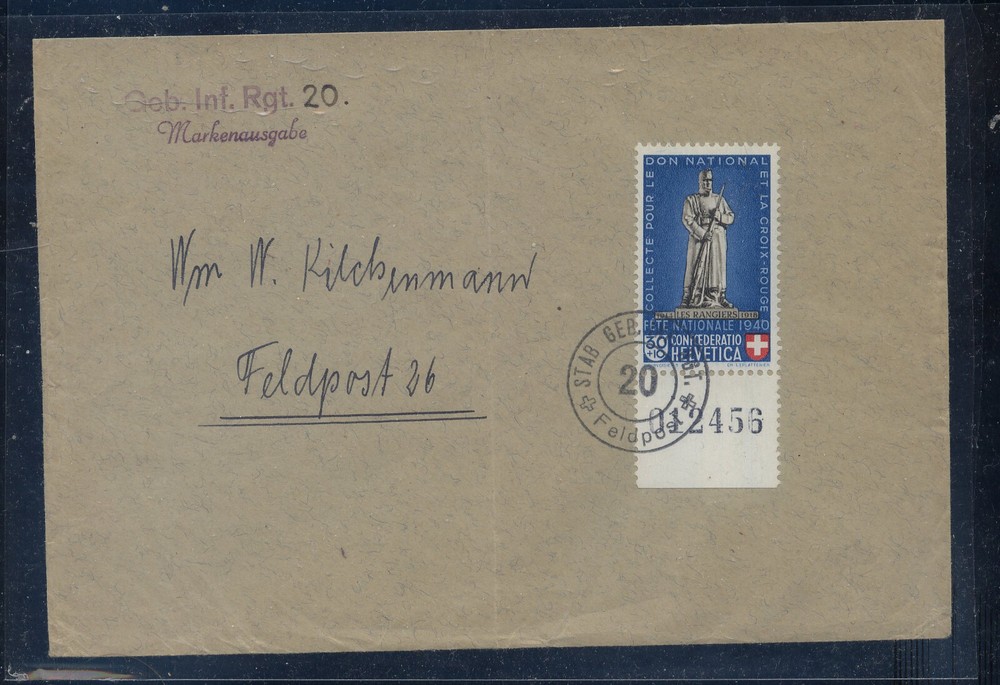 Switzerland  B103  feldpost  cancel