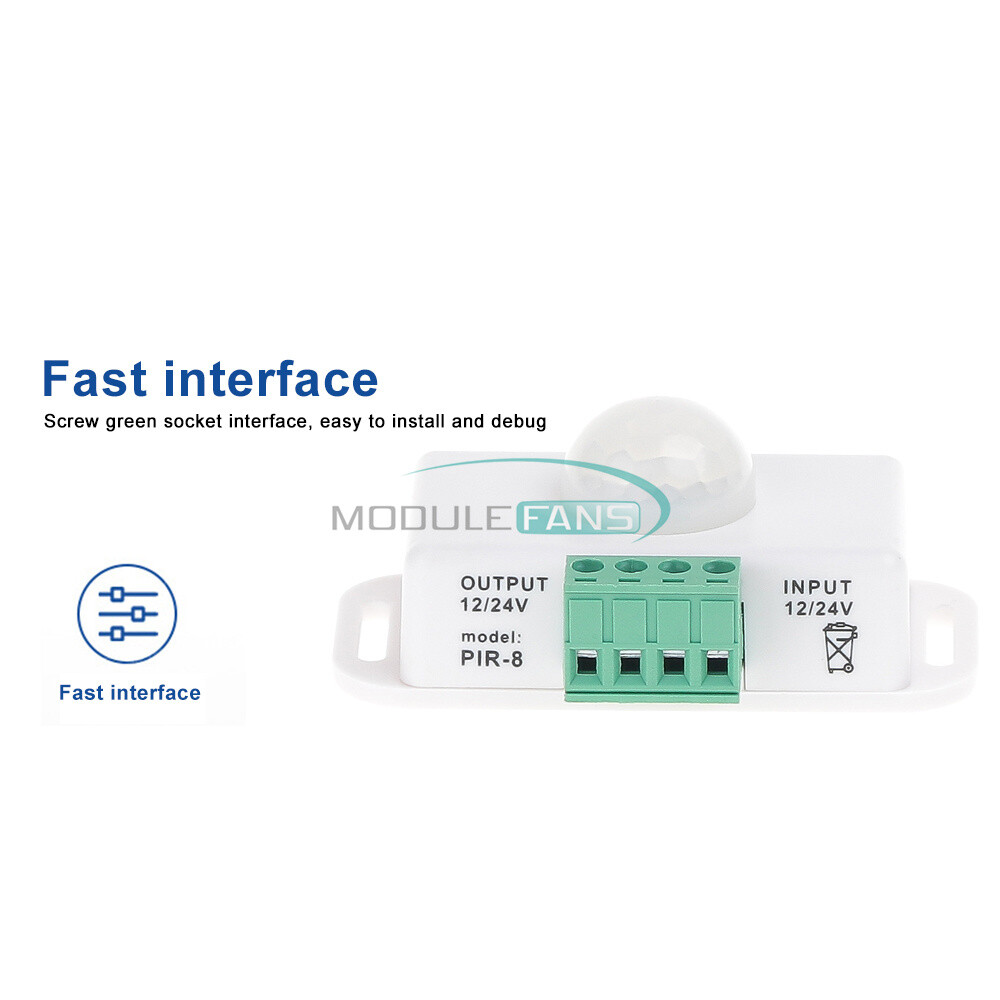 DC 12V-24V 8A/6A Automatic Adjustable Infrared PIR Motion Sensor Switch Module