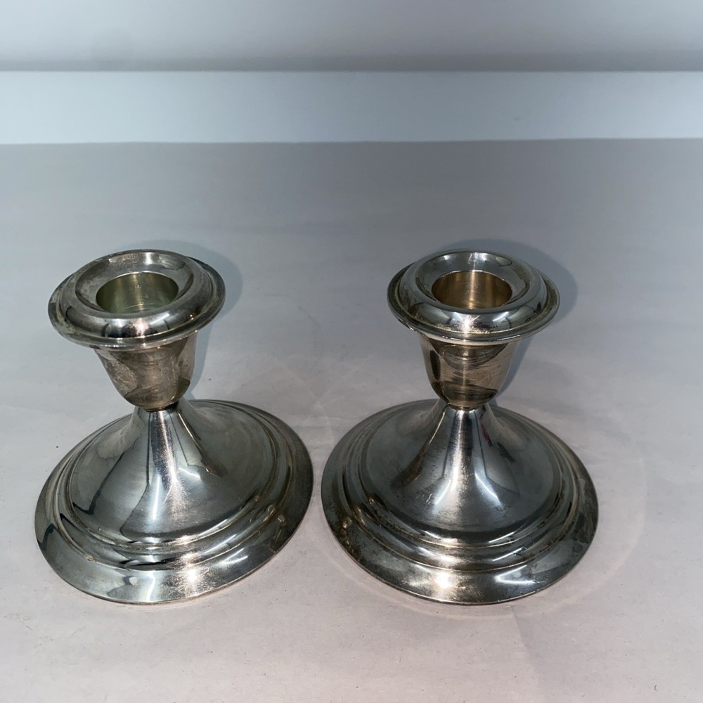 Pair Gorham Heritage EP Silverplate Candlesticks Height 3.5 Inch