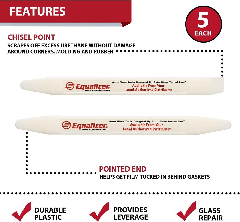 Equalizer Installation Stick 10 Pack Chisel Tapered Ends Glass Tool ISC741/742