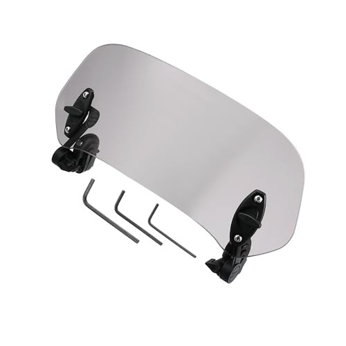Universal Motorcycle Windshield, Plastic, Rubber, Gray, 1 Pc