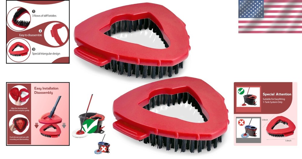 Versatile Red Scrub Brush Heads for Oceda EasyWring - 2 Durable Attachments
