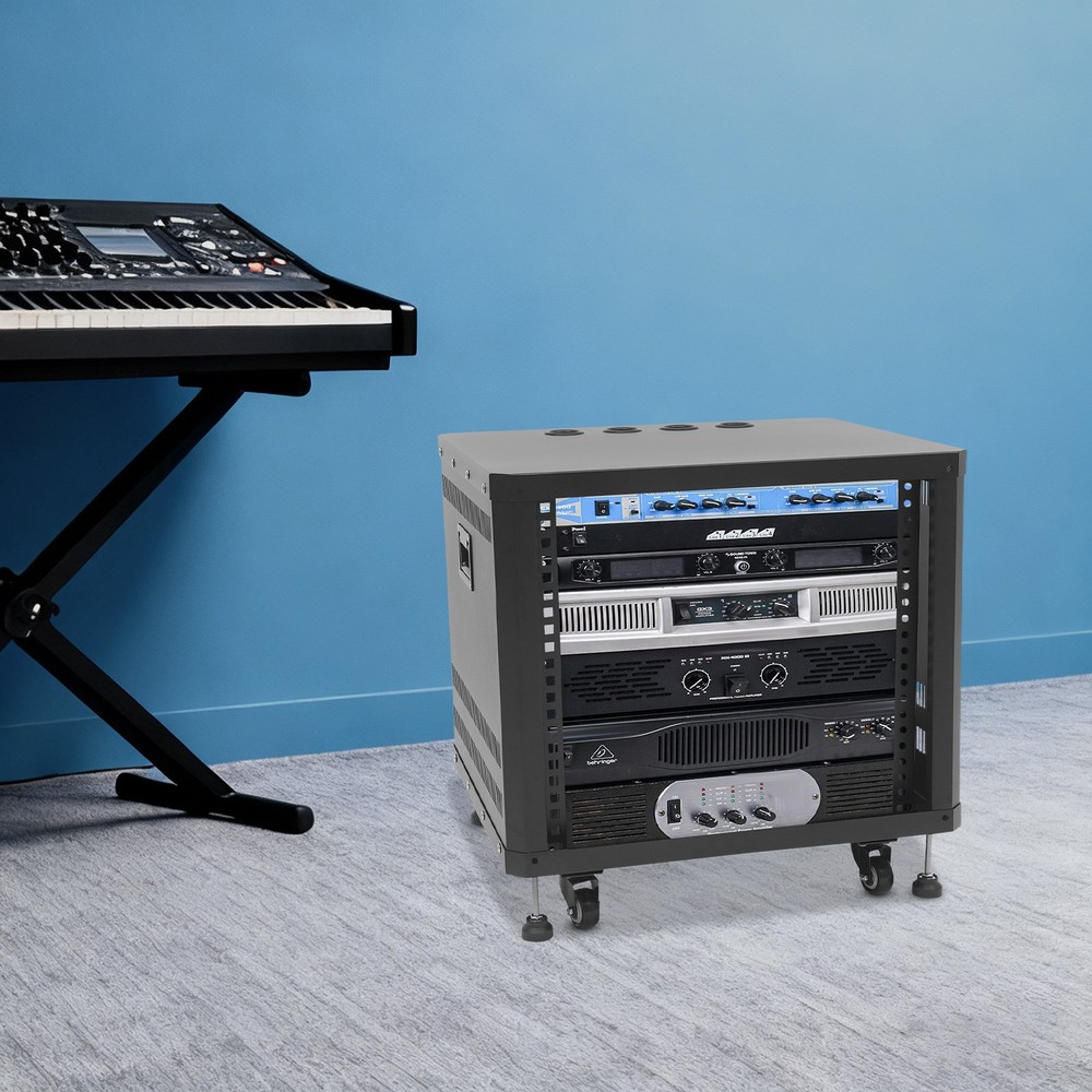 9U Audio Rack Stand Studio Rack Server Rack Audio Holder With Wheels ﻿Rectangle