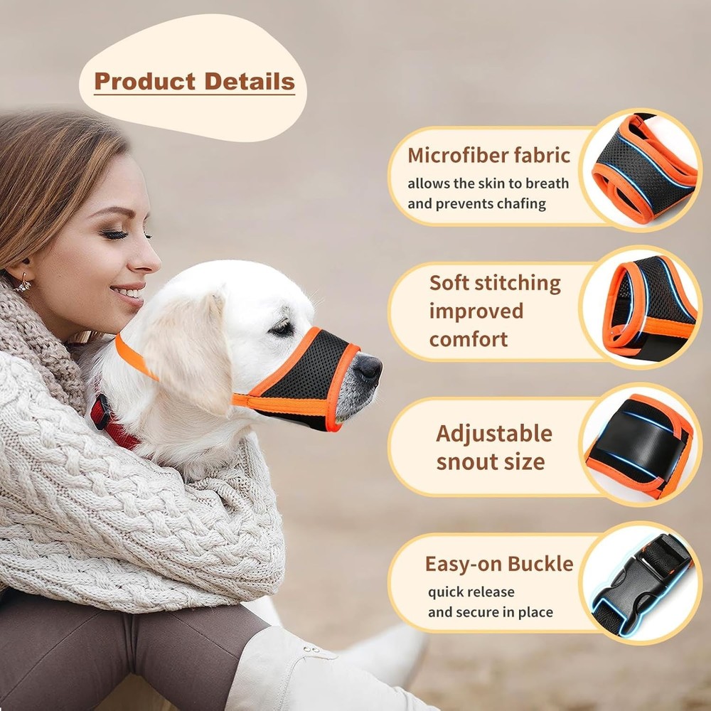 Soft Nylon Muzzle Anti Biting Barking Chewing,Air Mesh Breathable Drinkable A...