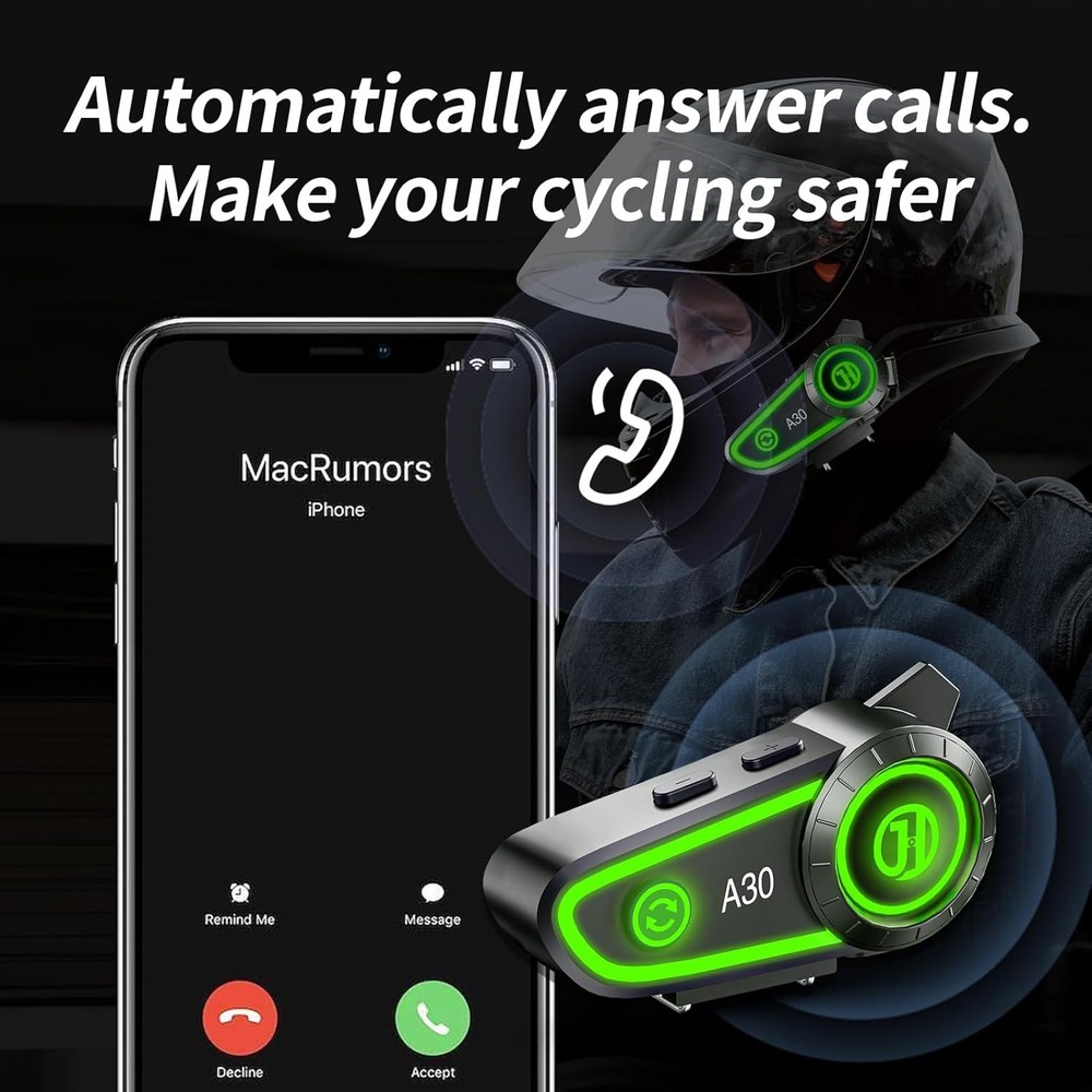 Motorcycle Helmet Speakers Bluetooth Headset Headphone Automatic A30